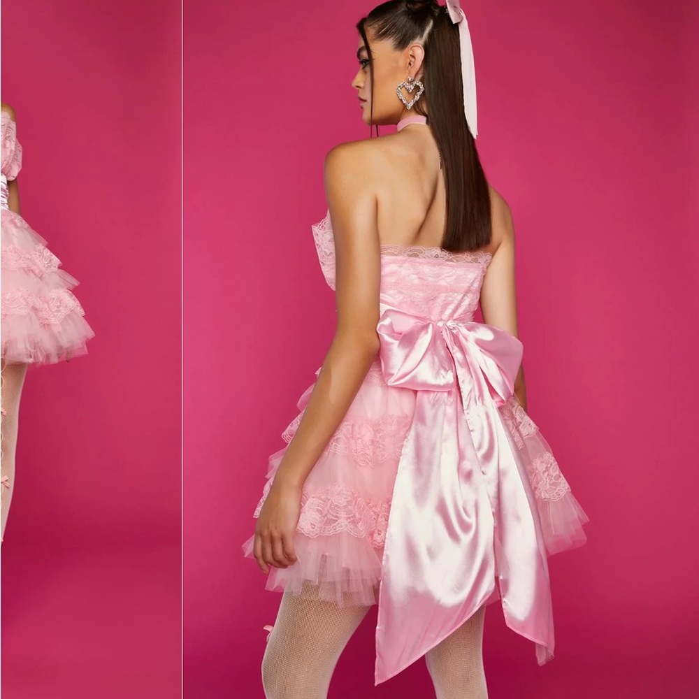Dolls Kill Pink Strapless Ruffle Mini Dress - Picture 5 of 6